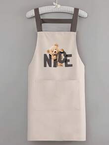 1 Celemek Barista Tahan Air Dua Sisi Motif Beruang Cantik Warna Polos, Cocok Untuk Rumah, Dapur Luar Ruangan, dan Industri Katering, Model Overall Motif Bunga. - Beruang yang BAGUS - View 8