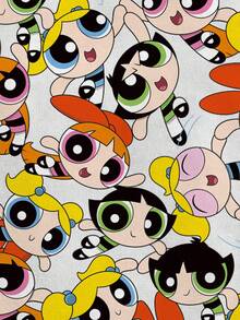 THE POWERPUFF GIRLS X SHEIN 女款夏季全身印花卡通圖案細肩帶吊帶背心上衣 - 白色 - 查看 4