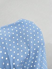 Franclia Blusa elegante de mujer talla grande con lunares brillantes - Azul - Ver 7