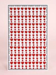 1 Pc 3D Simulation Large Red Heart Shaped Rhinestone Sticker For Eye Face Decoration DIY Music Festival Y2K Themed Party Makeup Concert Look Rave Wedding Holiday Gift Beauty Accessory Face Gem - Red - View 6