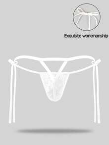 DrisQ DrisQ Ropa interior tipo tanga sexy con cordones de encaje de unicolor para hombres - Blanco - Ver 2