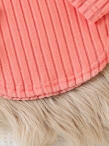 SHEIN Playful Pals Baby Girl Bow Print, Striped, Solid Color Long Sleeve Set - Pink - View 10