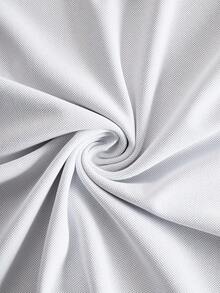 Manfinity CasualCool Men's Minimalist Button Half-Placket Short Sleeve Contrast Color Polo Shirt And Drawstring Waist Pocket Long Pants Set - White - View 6