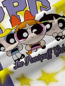 THE POWERPUFF GIRLS X SHEIN 少女卡通印花可愛圓領套頭短袖T恤 - 白色 - 查看 7