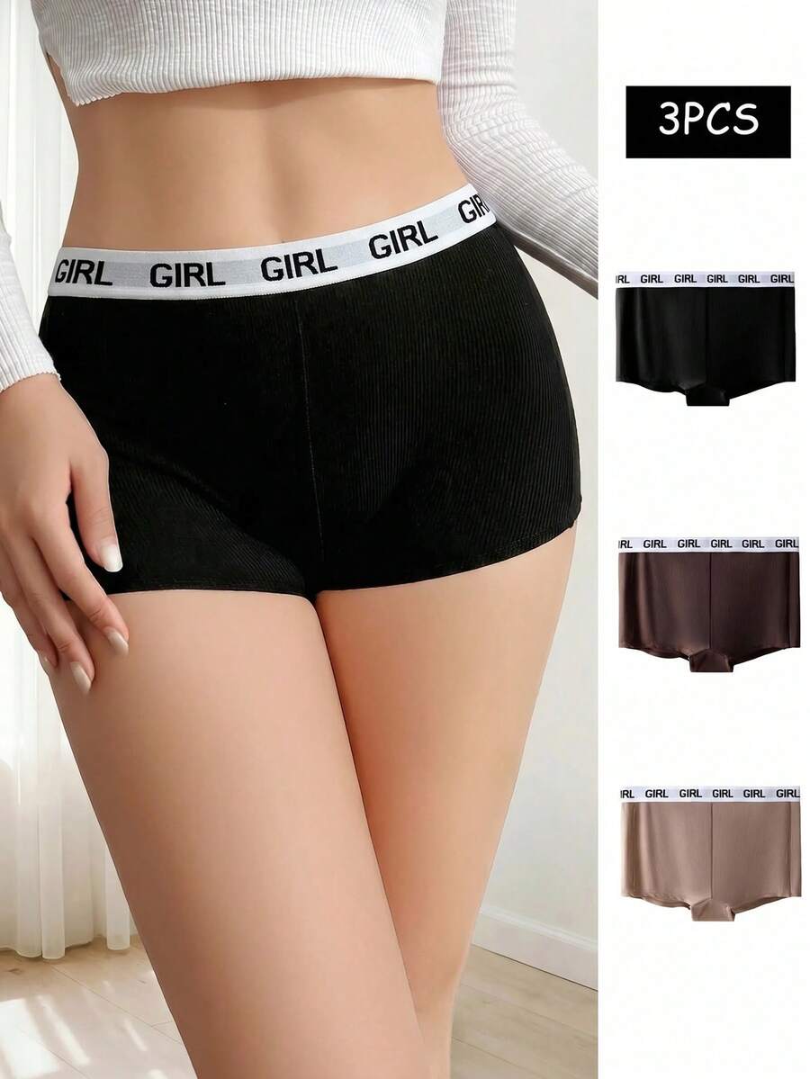 SHEIN 3pcs Eo băng chữ Quần short bé trai - Nhiều màu - Xem 1