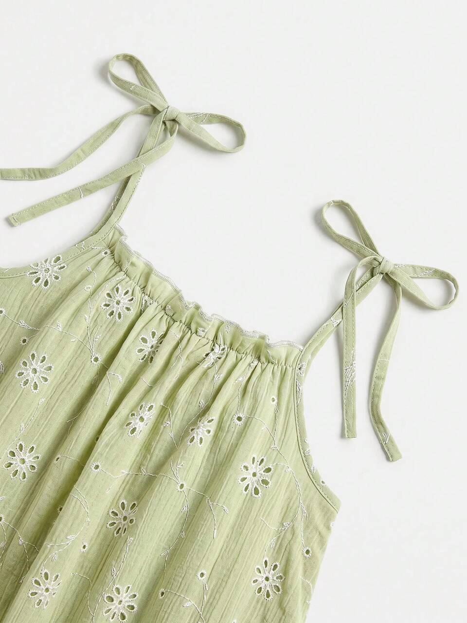 Green Loose Fit Midi Dress In Floral Crepe With Tie Straps Summer Holiday Casual Loose Dress
