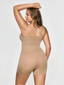 SHAPORA Plus Size Seamless Women's Jumpsuit,Slimming Abdominal Control Flat Tummy Fit Shaping Underwear,Beige,Summer,Wedding Guest - Apricot - View 3