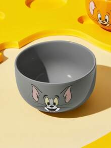 TOM & JERRY X SHEIN 經典貓鼠主題陶瓷碗，可愛角色印花穀物碗，沙拉/湯碗，適用於早餐與日常使用 - 灰色 - 查看 4
