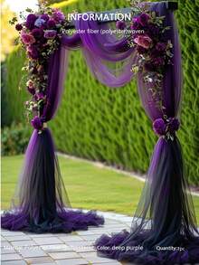 1pc Deep Purple Sheer Fabric Wedding Arch - Large Romantic Voile Decor, Suitable For Ceremony, Reception And Party Decorations, Perfect Choice For Wedding Season And Party Decorations - Dark Purple - View 13