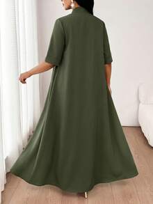 SHEIN Lady 女款素色短袖浴袍與花卉印花長褲休閒兩件套 - 彩色 - 查看 2