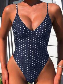 Swim SXY 2026新款春夏女款一件式泳衣，性感露背三角緊身泳裝，海灘度假套裝，歐美風 - 藍白色 - 查看 3
