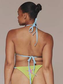 MUSERA Plus Size Embroidered Star Fish Contrast Bikini Top Only Spring Summer Easter Cute Holiday Vacation Swim Ibiza Beach - Multicolor - View 5