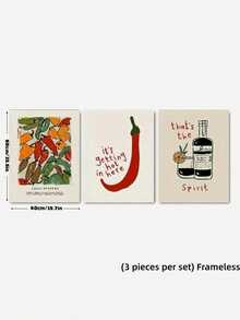 Joivida 1Pc Creative Colorful Chili Art Poster With A Strong Niche Aesthetic Atmosphere. Featuring A Art Style That Is Minimalist And Distinctive, It Is Suitable For Decorating Multiple Spaces Such As Bedrooms, Living Rooms, Entryways And Studies. - multicolor - View 10
