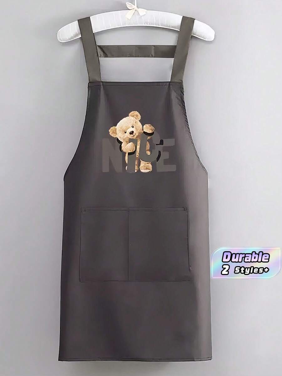 1 Celemek Barista Tahan Air Dua Sisi Motif Beruang Cantik Warna Polos, Cocok Untuk Rumah, Dapur Luar Ruangan, dan Industri Katering, Model Overall Motif Bunga. - Beruang yang BAGUS - View 1