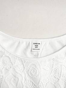 SHEIN Tween Mädchen Lässiges elegantes Mode einfarbiges weißes Spitzenkleid, vielseitig geeignet für den täglichen Gebrauch, Zeremonien, Partys, neues Mädchenkleid, Teeparty-Kleid, weißes Kleid, Sommerkleid - Weiss - Übersicht 5