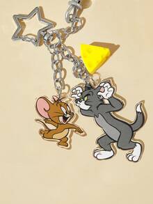 TOM & JERRY X SHEIN 可愛卡通鋅合金包包吊飾、吊飾、紀念品、收藏品，適合作為禮物，可用於錢包、書包、背包、汽車配件 - 彩色 - 查看 2