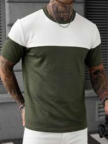EGENSIO Men's Summer Casual Colorblock Patchwork T-Shirt - Multicolor - View 4