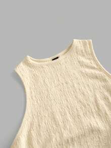 SHEIN LUNE Women's Textured Fabric Beige Midi Dress Vacation Summer Modest - Apricot - View 6