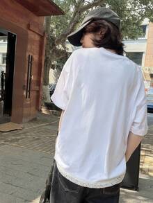 DAZY Women's Loose Casual Graphic Streetwear Round Neck Printed T-Shirt, Spring Summer White Back-To-School School - White - View 2