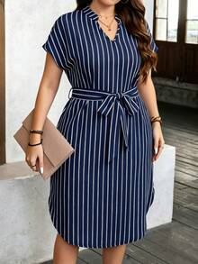 Comfylo Vestido a rayas de talla grande adecuado para el verano - Multicolor - Ver 7