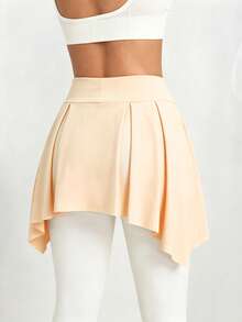 Menodora SHEIN Sport Menodora SHEIN Sport 女款素色極簡主義繫帶運動裙外罩裙 - 卡其色 - 查看 3