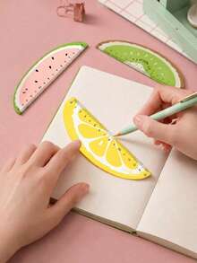 Joivida 1/4Pcs Creative Fruit Pattern Wooden Ruler, Vibrant Exquisite Design, Perfect Gift For Classroom Rewards & Birthday, Ideal For School Home Decoration - multicolor - View 3