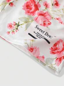 ROMWE MEN Street Life Men's Floral Print Drawstring Waist Pocket Casual Shorts - White - View 3