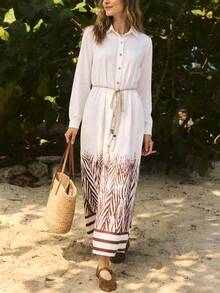 Dayvera Women's Colorblock Pleated Casual Daily Long Dress - Multicolor - View 1
