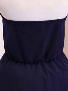 Robe formelle bleu marine pour adolescentes, bretelles spaghetti croisées, robe minimaliste élégante, tissu léger et doux, convient pour les vacances, la remise des diplômes, la rentrée scolaire, la saison des mariages, les différents bals et les occasions formelles - Bleu marine - Voir 7