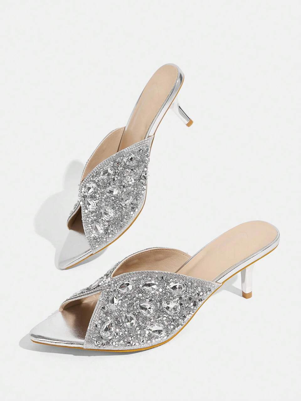 CUCCOO TILAWA Women's Fashion Electroplated And Glass Rhinestone Decorative High-Heeled Sandals, Suitable For Outdoor Activities, Parties And Shoes For Spring, Spring Break, Easter Dance, Christmas, Valentine's Day, And Summer Wear