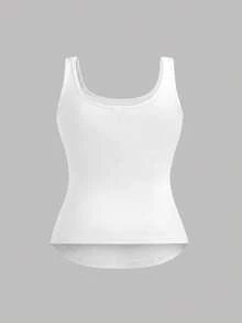 SHEIN Girlism 青少年女孩針織素色修身休閒背心上衣 2件組 - 黑與白 - 查看 7