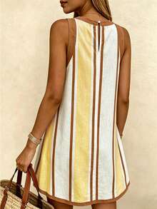 Vaclyn Women's Striped Pattern Print Short Dress - Multicolor - View 2