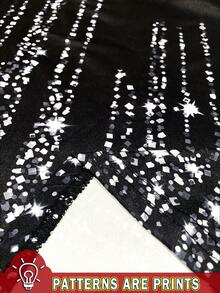Fleurora 大码女式钥匙孔领亮片印花长袖系带连衣裙，优雅适合派对和各种场合，春/秋/冬 - 黑色 - 查看 5
