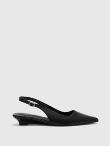 CUCCOO BIZCHIC Women Shoes Spring Summer Pointed Low Heel Comfortable Back Empty Buckle Women's Flat Shoes Solid Color Commuter Daily Versatile Dating Party - Black a - View 3