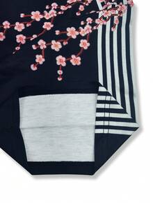 Manfinity EMRG Camiseta masculina casual de manga curta com estampa de flor de cerejeira e detalhes listrados, ideal para o verão. - Multicolorido - Ver 8