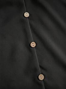 EMERY ROSE Women's V-Neck Contrast Color Casual Versatile Daily Outing Shirt - Black - View 2