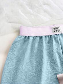 Lowkey Lull Set de 3 piezas de ropa de casa para mujer, shorts para dormir de estilo color block - Multicolor - Ver 5