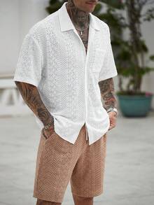 Manfinity CasualCool 男士夏季休闲衬衫短裤套装 - 彩色 - 查看 5