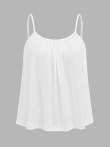 Comfortcana 3pcs Plus Size Women's Ruched Loose Camisole Tank Tops With Adjustable Straps, Suitable For Spring And Summer - Multicolor - View 3
