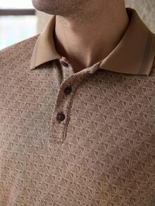 Manfinity Bizformal 男士休閒商務 Polo 衫，儀式場合適用 - 棕色 - 查看 4