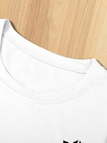 Manfinity Homme 男士字母印花圓領短袖T恤與長褲休閒日常套裝 - 彩色 - 查看 4