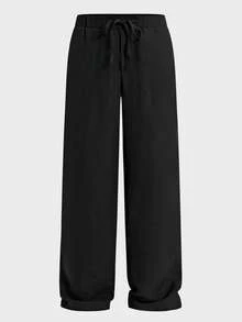 EASEVO Pantalones casuales versátiles de unicolor para hombres de talla grande - Negro - Ver 3