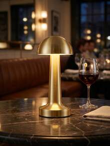 Rechargeable Mushroom Table Lamp, Brushed Metal Cordless Bedside Lamp, Minimalist LED Nightstand Lamp, Portable Desk Lamp For Bedroom Home Decor - one-size - View 6