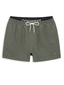 Surfspeed Men's Green Minimalist Pattern Drawstring Waist Vacation Beach Shorts Holiday / Vacation / Beach / Hawaii / Tropical / Swim /  Bathing - Army Green - View 4