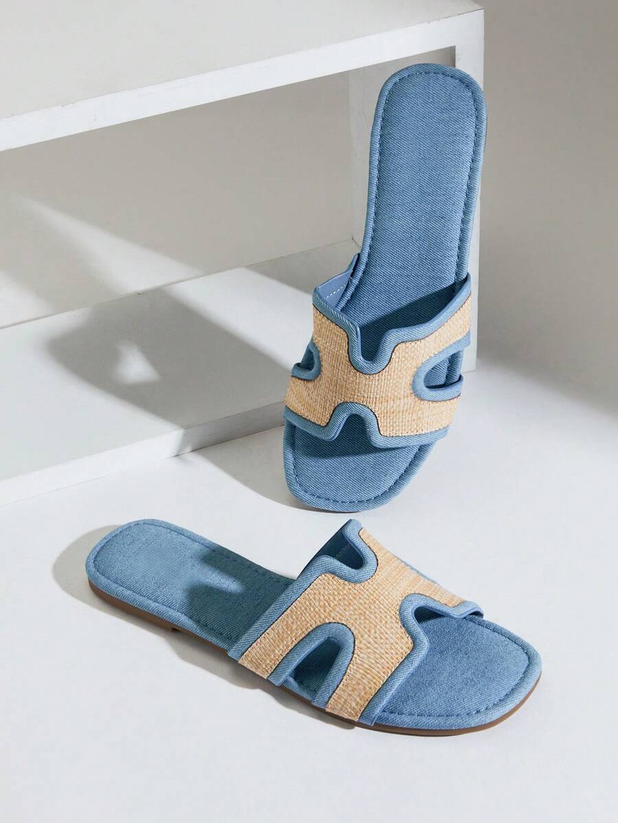 SHUZIA Women's Fashionable Versatile Cut-Out Flat Sandals Valentine's Day Summer Shoes - Baby Blue - View 1