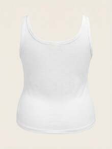 Slaydiva Casual Minimalist White Plus Size Padded Tank Top Suitable For Summer - White - View 5
