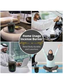 Portable Mini Electric Incense Burner Bakhoor Luxury Incense Burner In Car Gifts Birthday Graduation - black - View 4