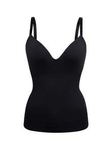SHEIN 1pc Women Seamless Comfortable Sports Fixed Cup Camisole - Black - View 6