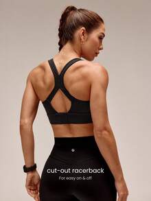 GLOWMODE Featherfit™- Esculpe El Sujetador Deportivo Con Cuello En V Y Tirantes De Aro. Soporte Medio. - Negro - Ver 5