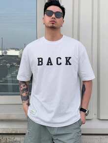 DAZY 男士白色短袖字母印花夏季T恤圖案上衣 - 白色 - 查看 4